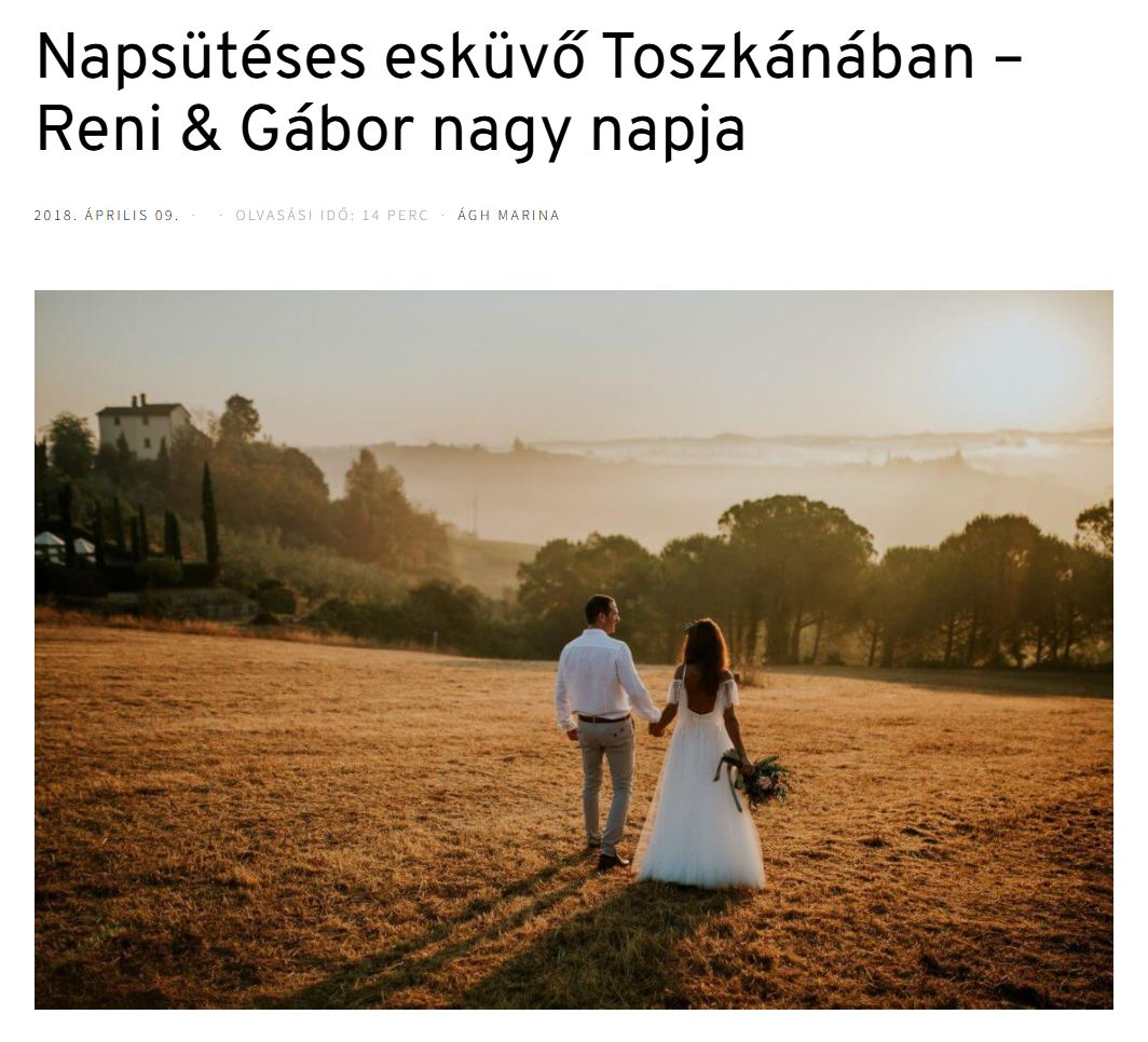 A Secret Stories magazin Toszkán Esküvő témájú cikkének képernyőképe
